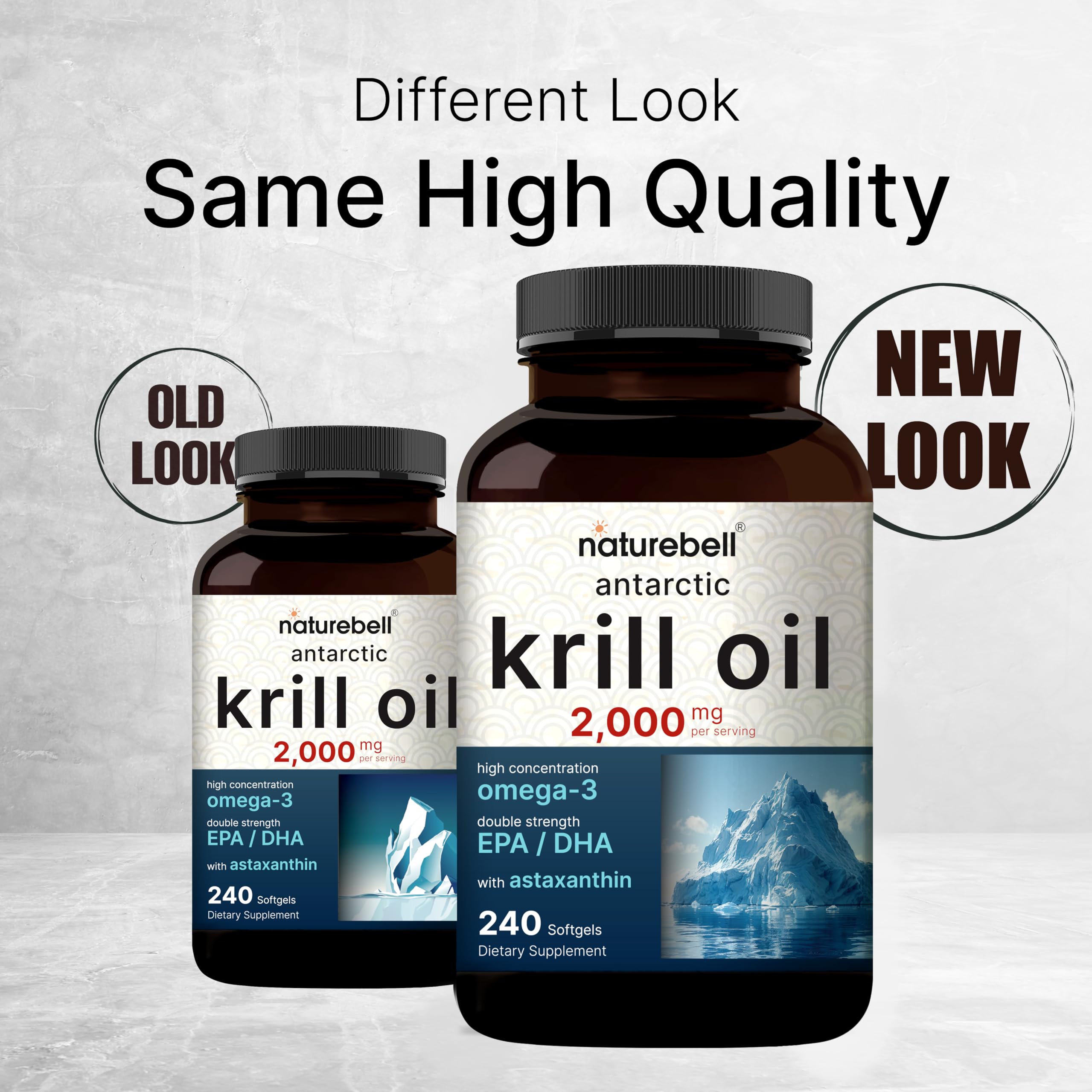 NatureBell Antarctic Krill Oil label shows EPA, DHA, astaxanthin