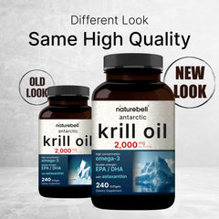 NatureBell Antarctic Krill Oil label shows EPA, DHA, astaxanthin