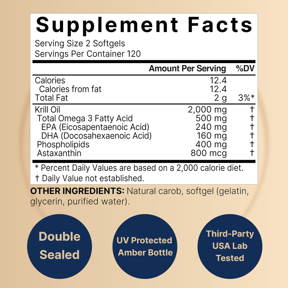 NatureBell Krill Oil softgels close-up, easy-to-swallow capsules