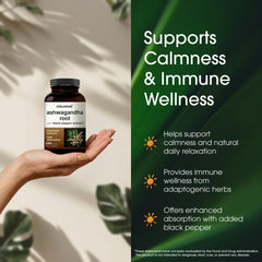 NatureBell Ashwagandha capsules on a spoon illustrating dosage for daily use.