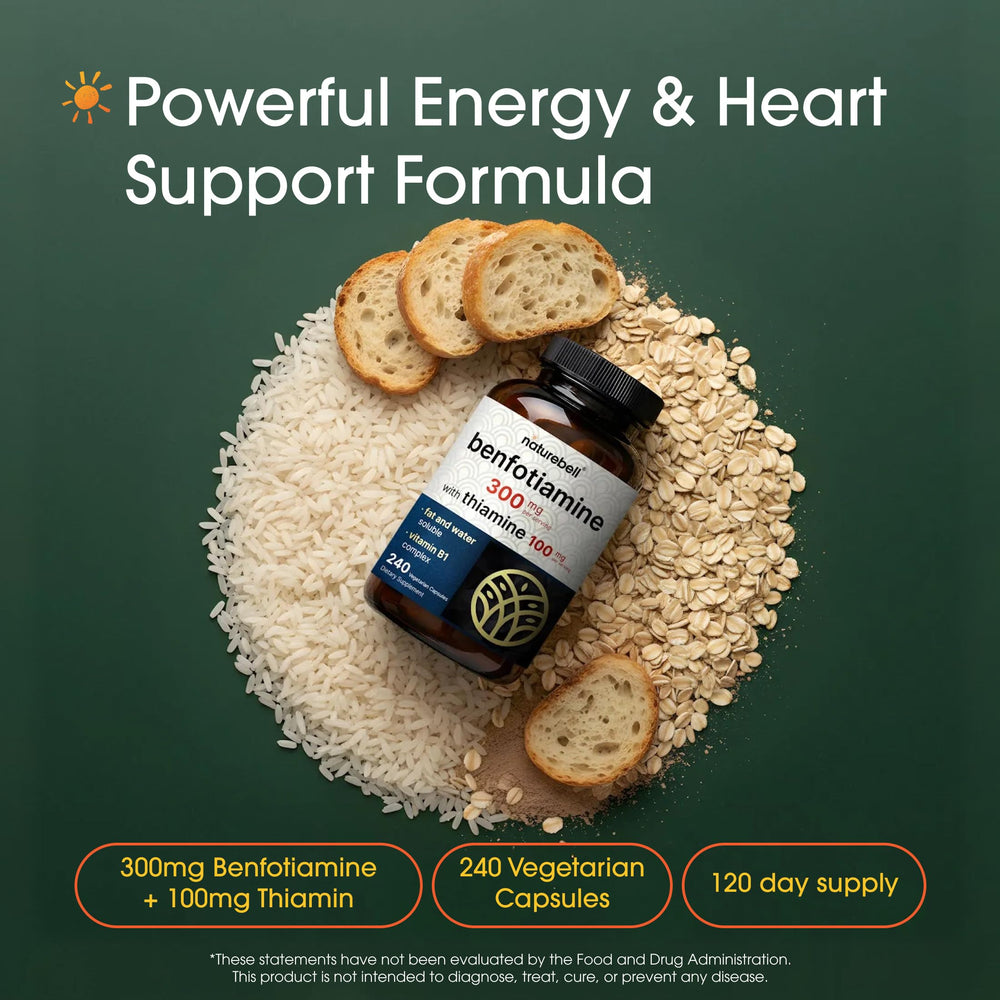 Close-up of NatureBell Benfotiamine capsules for a vegetarian lifestyle