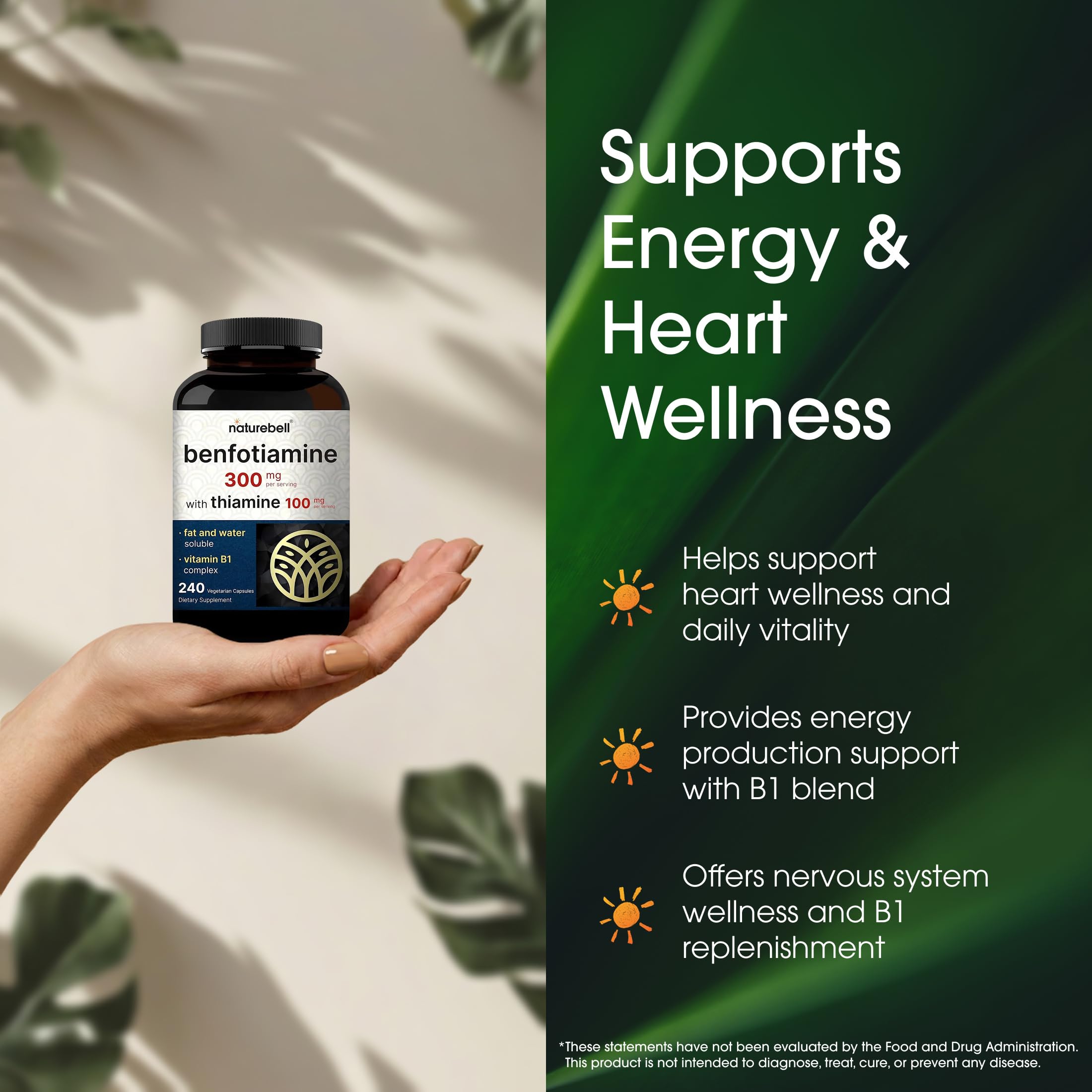 NatureBell Benfotiamine nutrition panel highlights potency and ingredients
