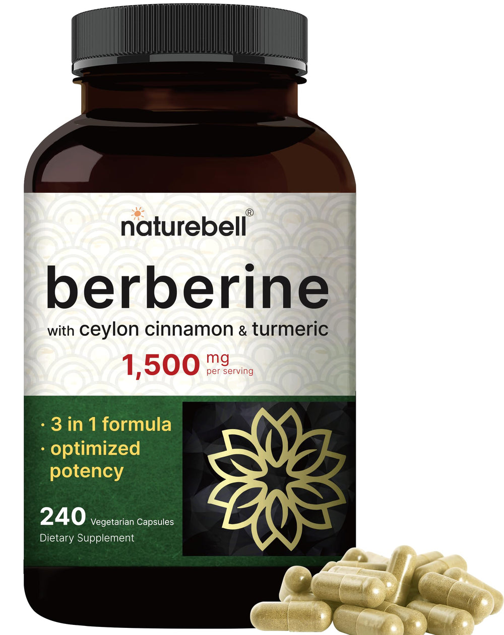 NatureBell Berberine 1500mg bottle—easy daily supplement for balanced routines.