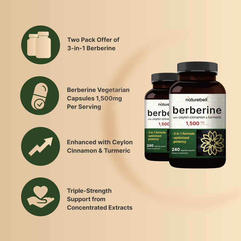 NatureBell berberine from Berberis Aristata root, 1,500mg per serving.