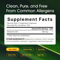 NatureBell Berberine label displays 97% purity and 5 to 1 root extract.
