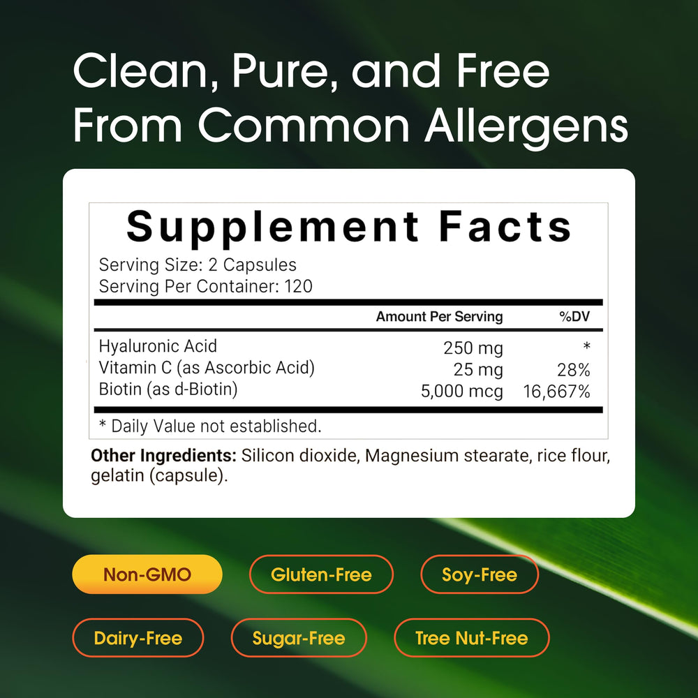 NatureBell Biotin 5000mcg capsules supporting hair and nails.