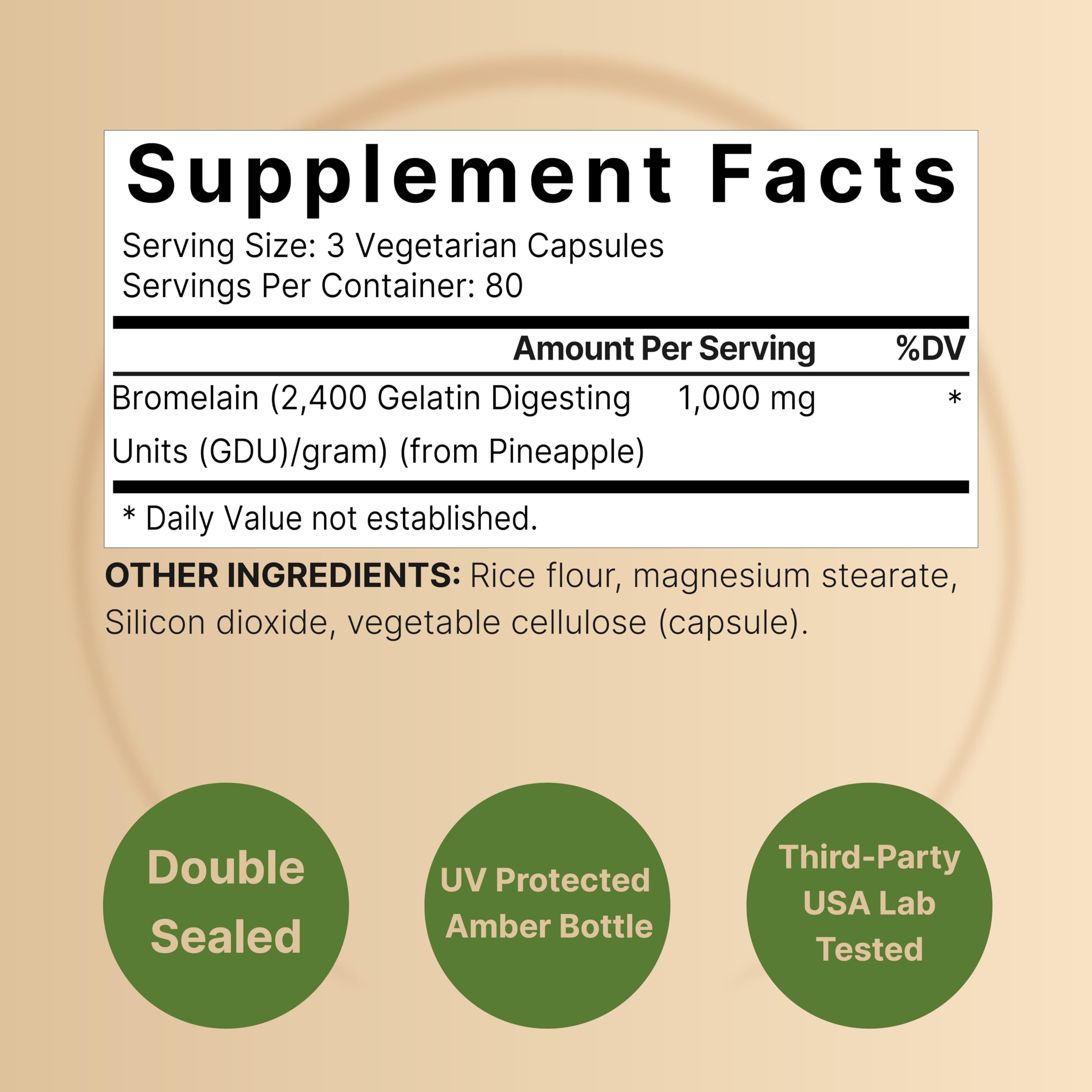 NatureBell Bromelain label closeup highlighting potency and pineapple source