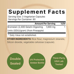 NatureBell Bromelain label closeup highlighting potency and pineapple source