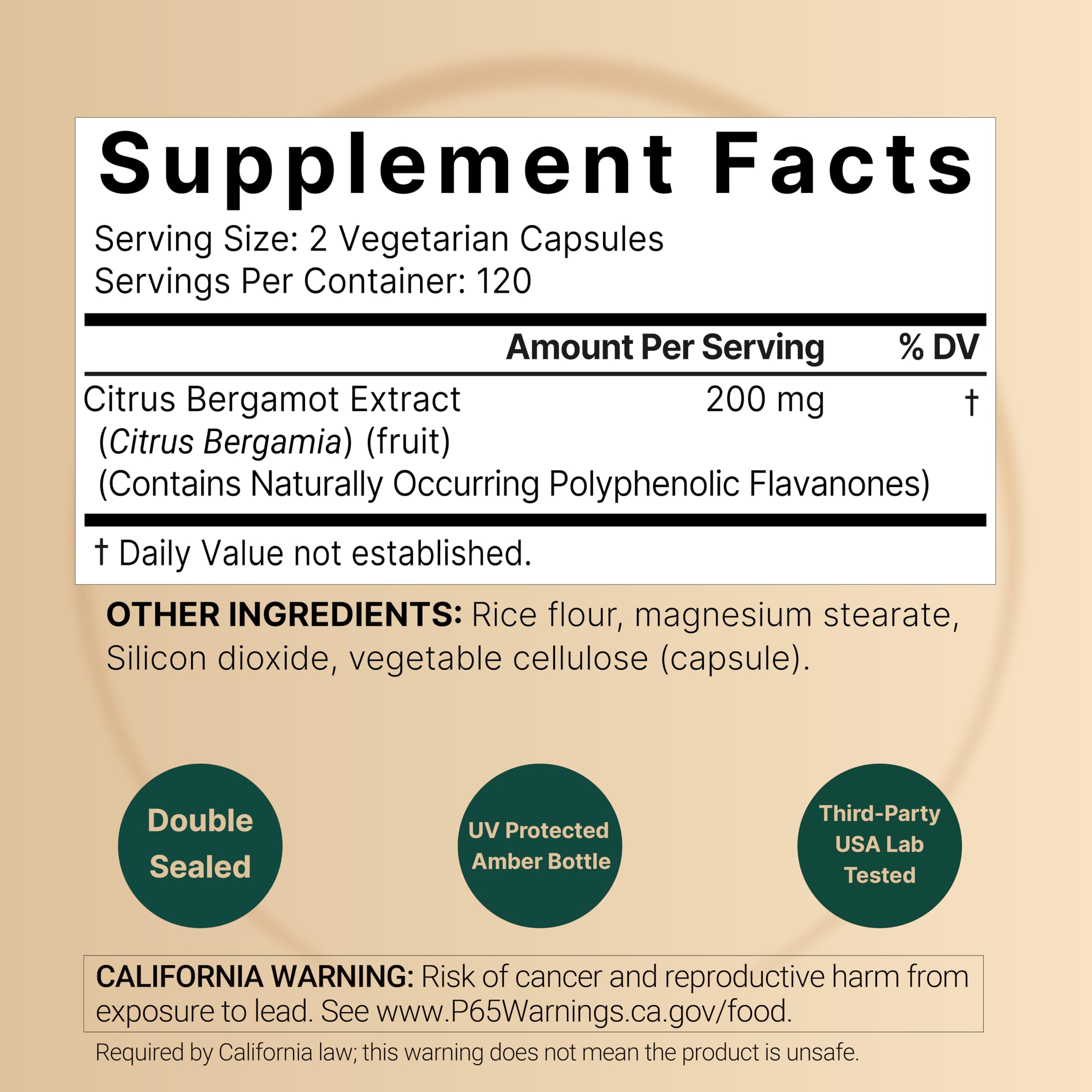 NatureBell Citrus Bergamot capsules close-up, vegetarian capsules for easy everyday use.