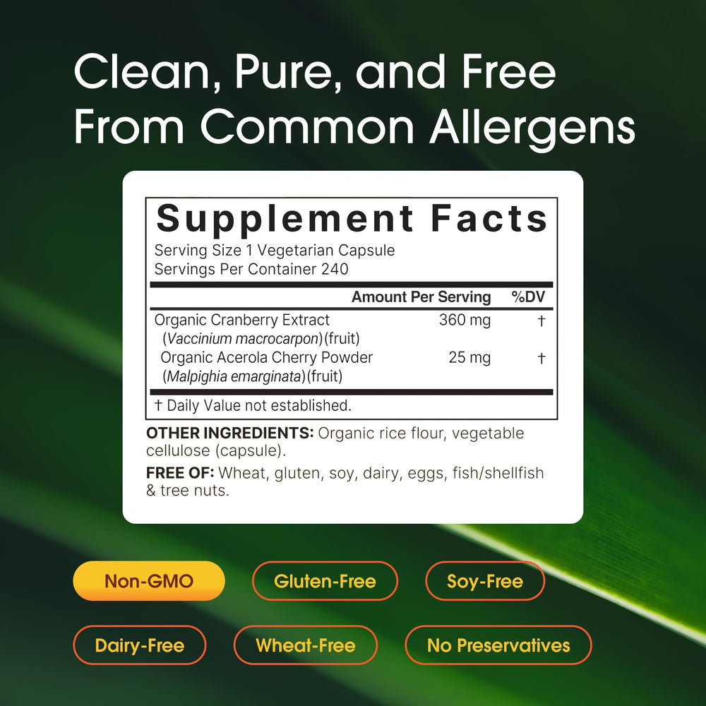 NatureBell Cranberry Concentrate capsules close-up in a bright setting