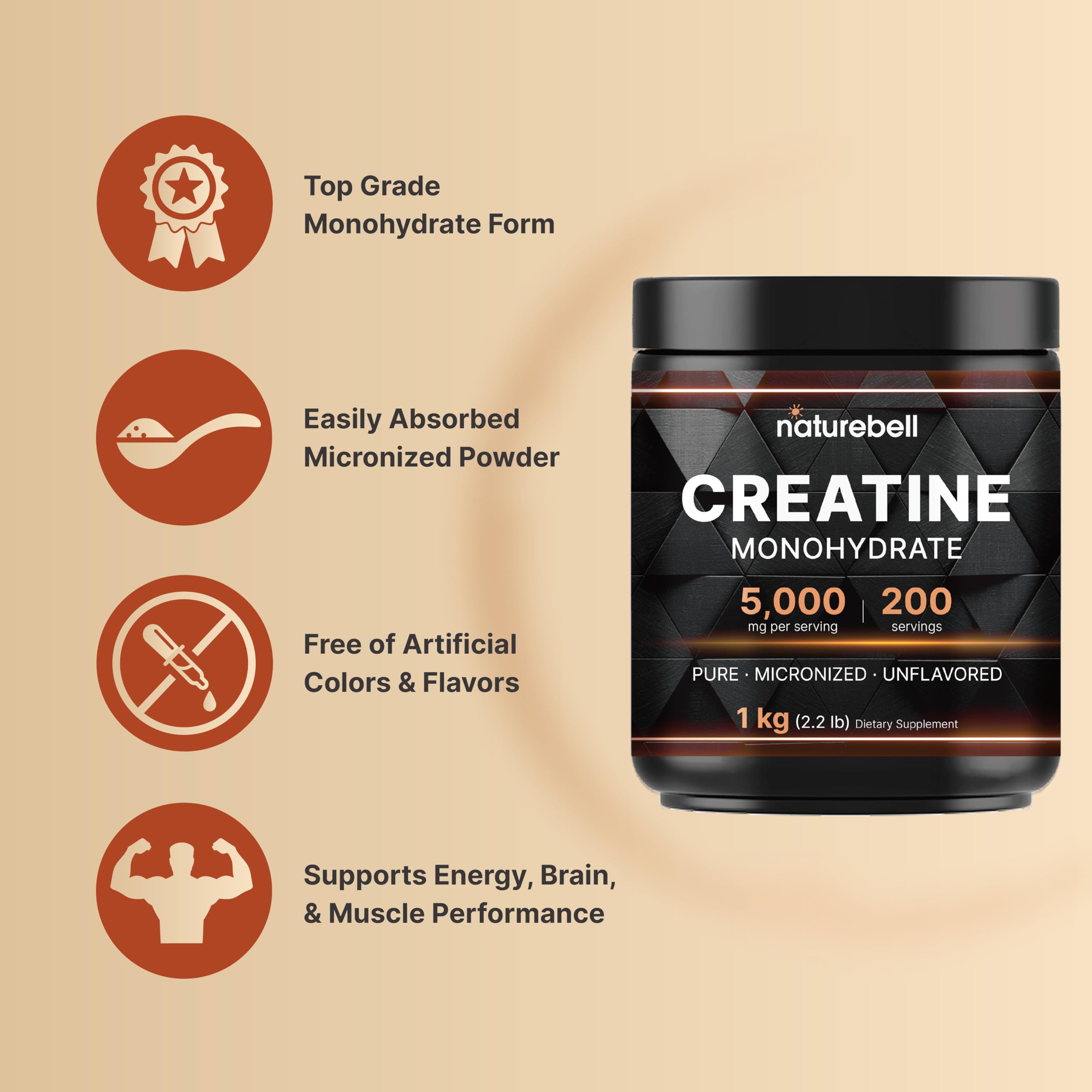 NatureBell creatine keto vegan-friendly label supports dietary goals