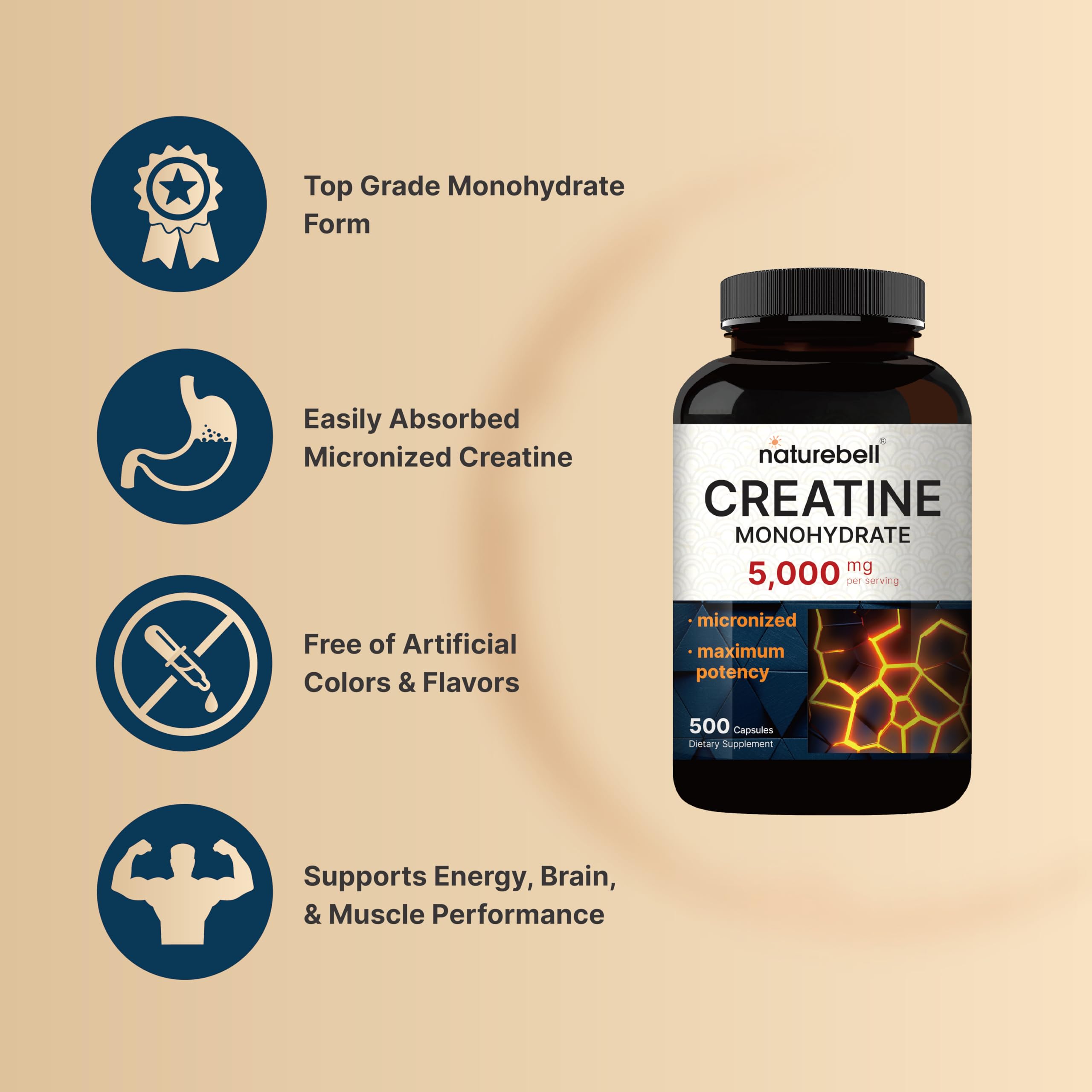 NatureBell Non-GMO unflavored capsules enable clean, versatile use.