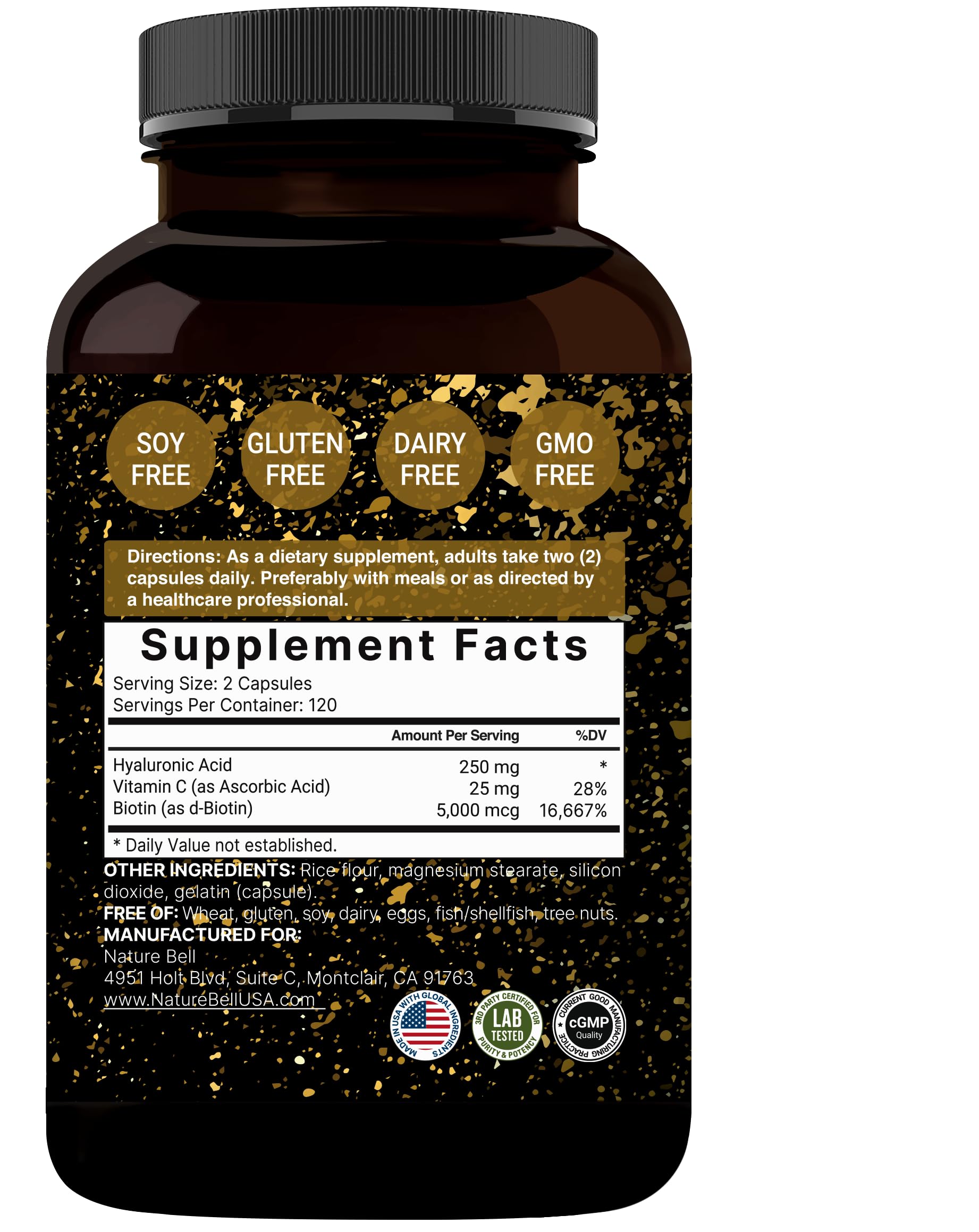 NatureBell two-capsule serving graphic illustrating efficient daily intake.