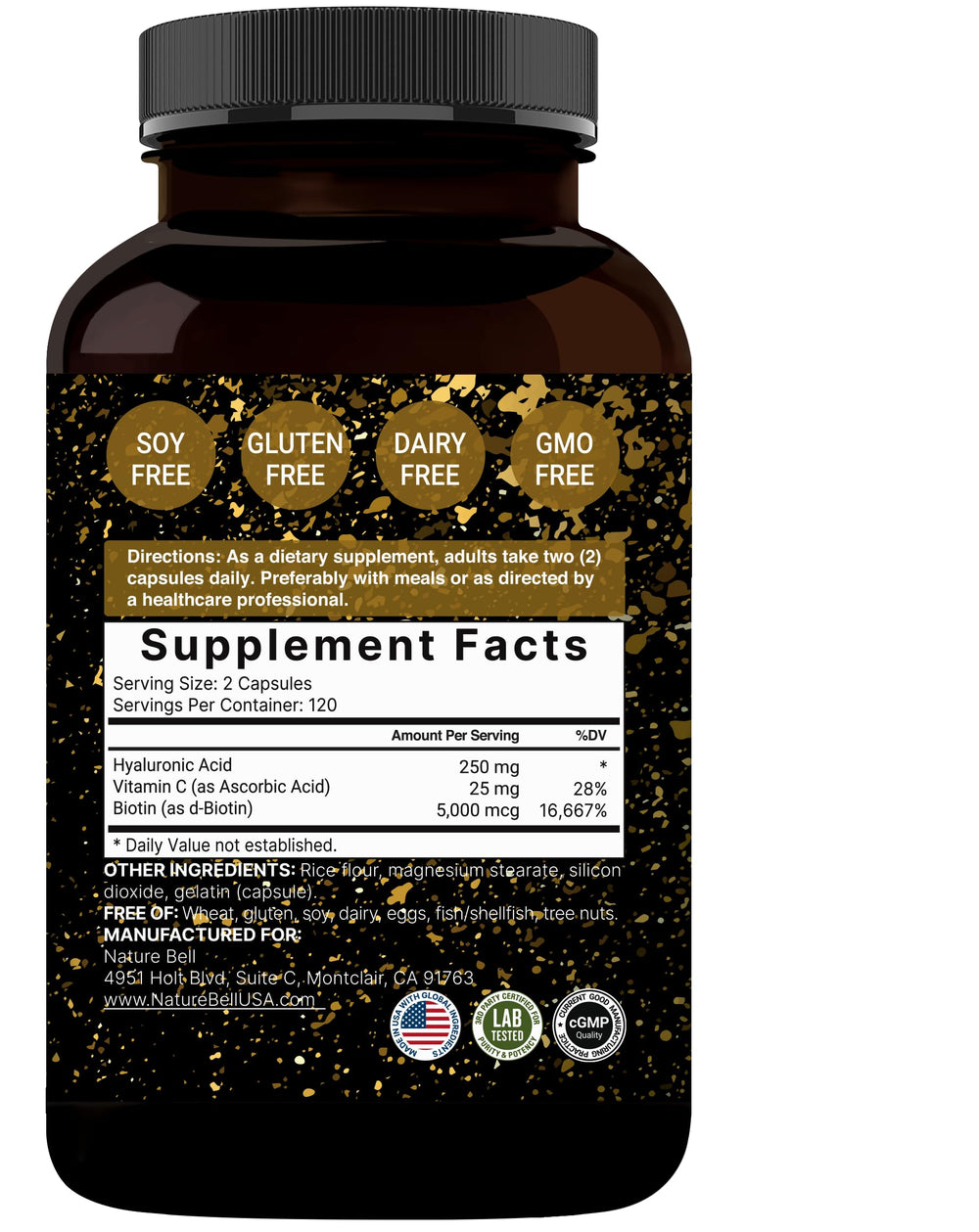 NatureBell two-capsule serving graphic illustrating efficient daily intake.