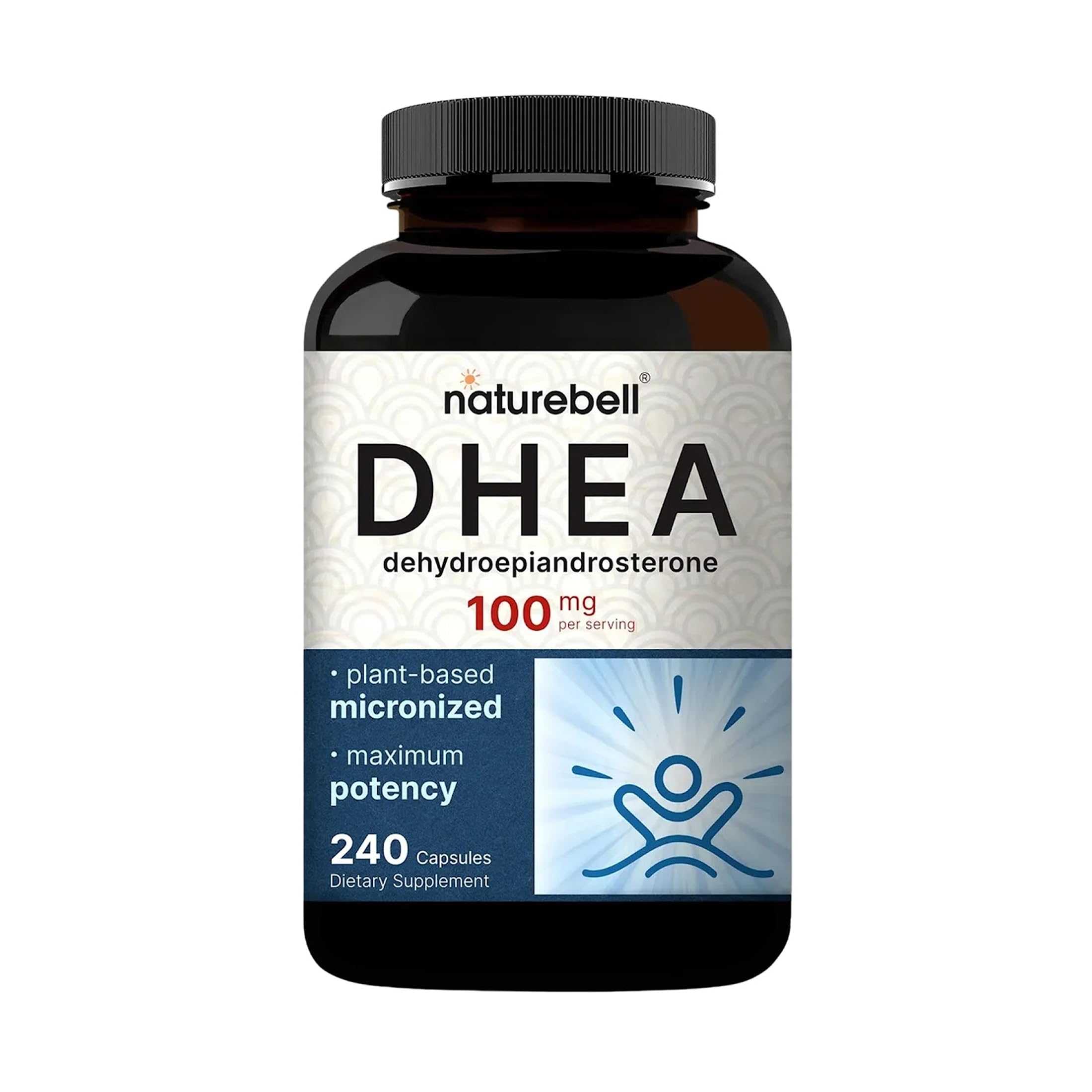 NatureBell DHEA 100mg bottle with convenient capsules for daily energy and immune support.