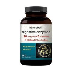 NatureBell Digestive Enzymes bottle shown for gut support and everyday wellness
