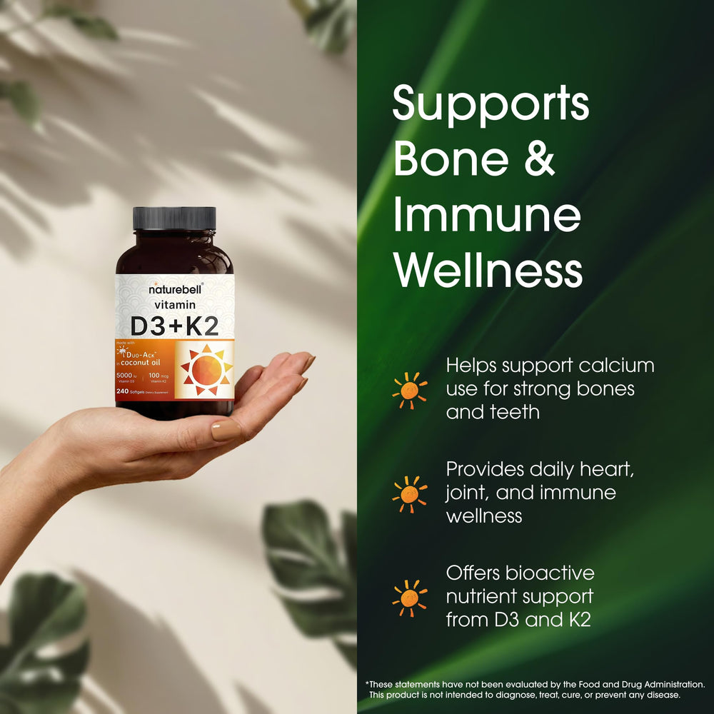 NatureBell Duo-Ack formula bottle label highlighting bioactive D3 and K2
