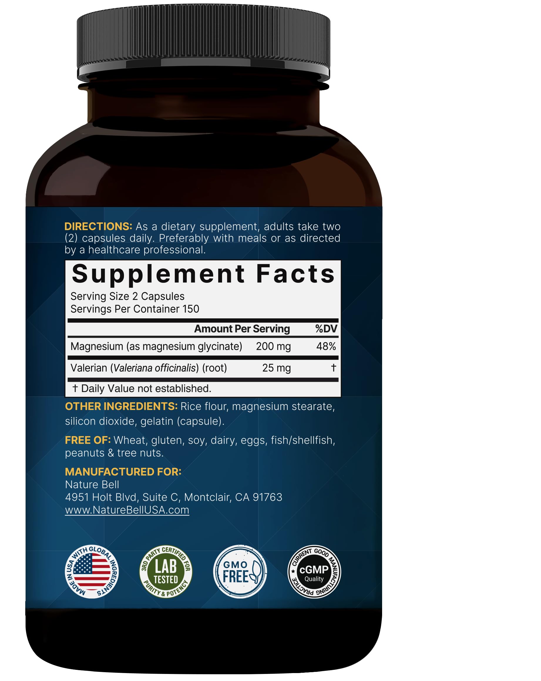 NatureBell Easy digestion chelated magnesium for gentle absorption.