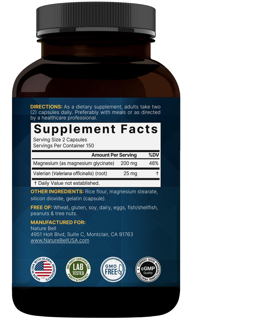 NatureBell Easy digestion chelated magnesium for gentle absorption.