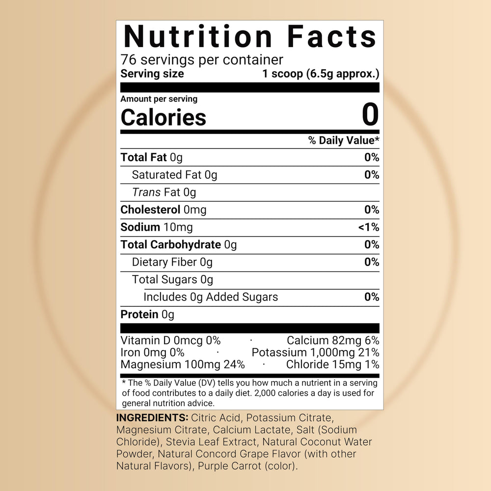 NatureBell Electrolytes powder scoop with concord grape flavor for on-the-go hydration.