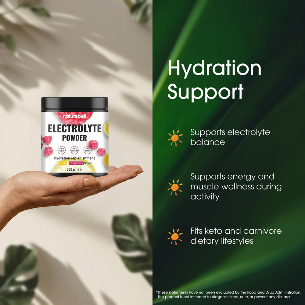 NatureBell Electrolytes Powder dispensing-spoon shows easy mixing for daily use.