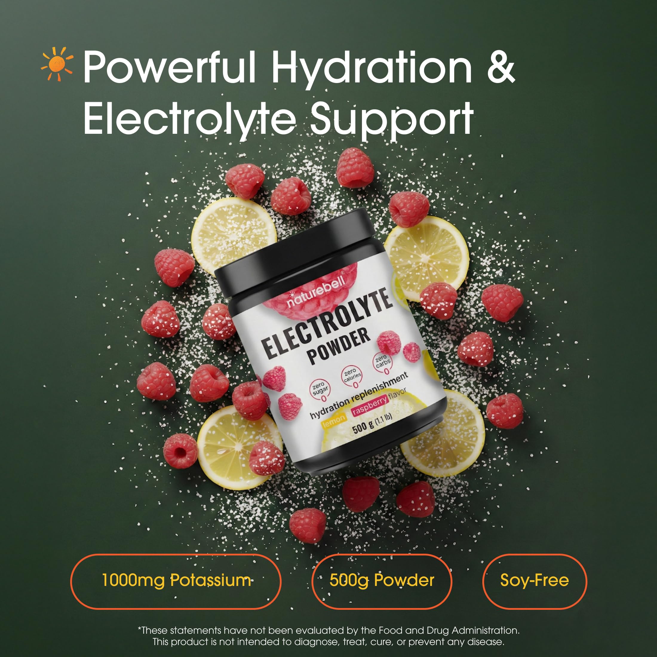 NatureBell Electrolytes Powder raspberry drink packet supports refreshed energy during workouts.