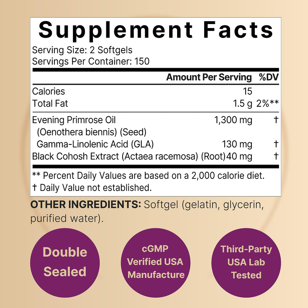 Close-up of NatureBell Evening Primrose Oil mini-softgels for daily use.