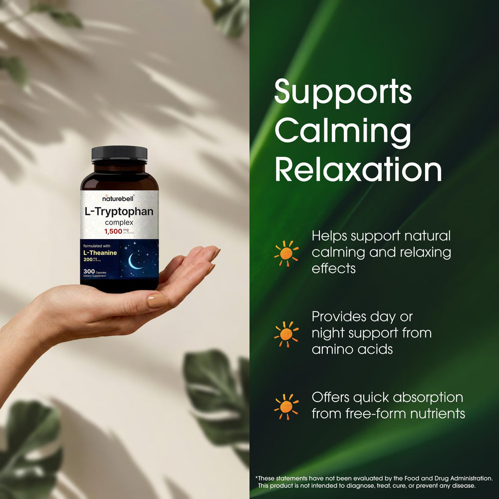 NatureBell free-form L-theanine capsules emphasizing calm focus day use.