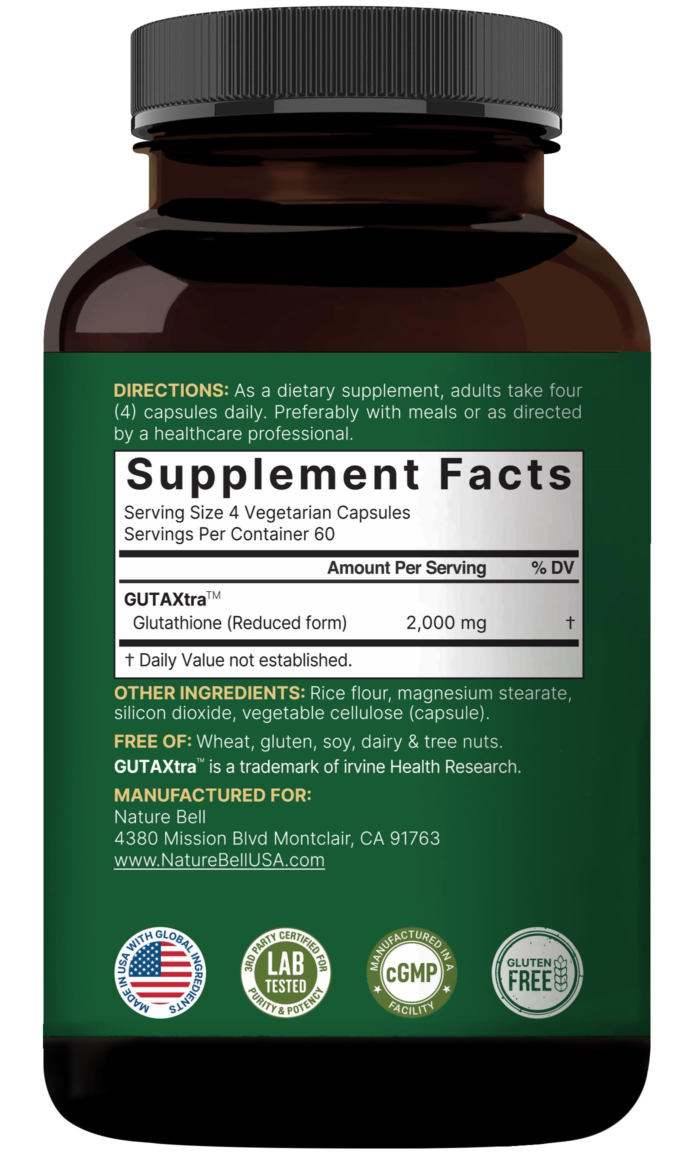 Close-up of NatureBell capsule showing smooth coating for easy digestion.