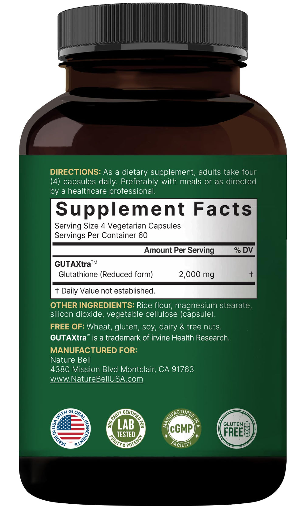 Close-up of NatureBell capsule showing smooth coating for easy digestion.
