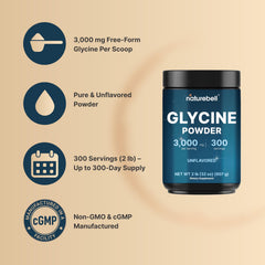 NatureBell glycine powder dissolves easily in water for a smooth mix.