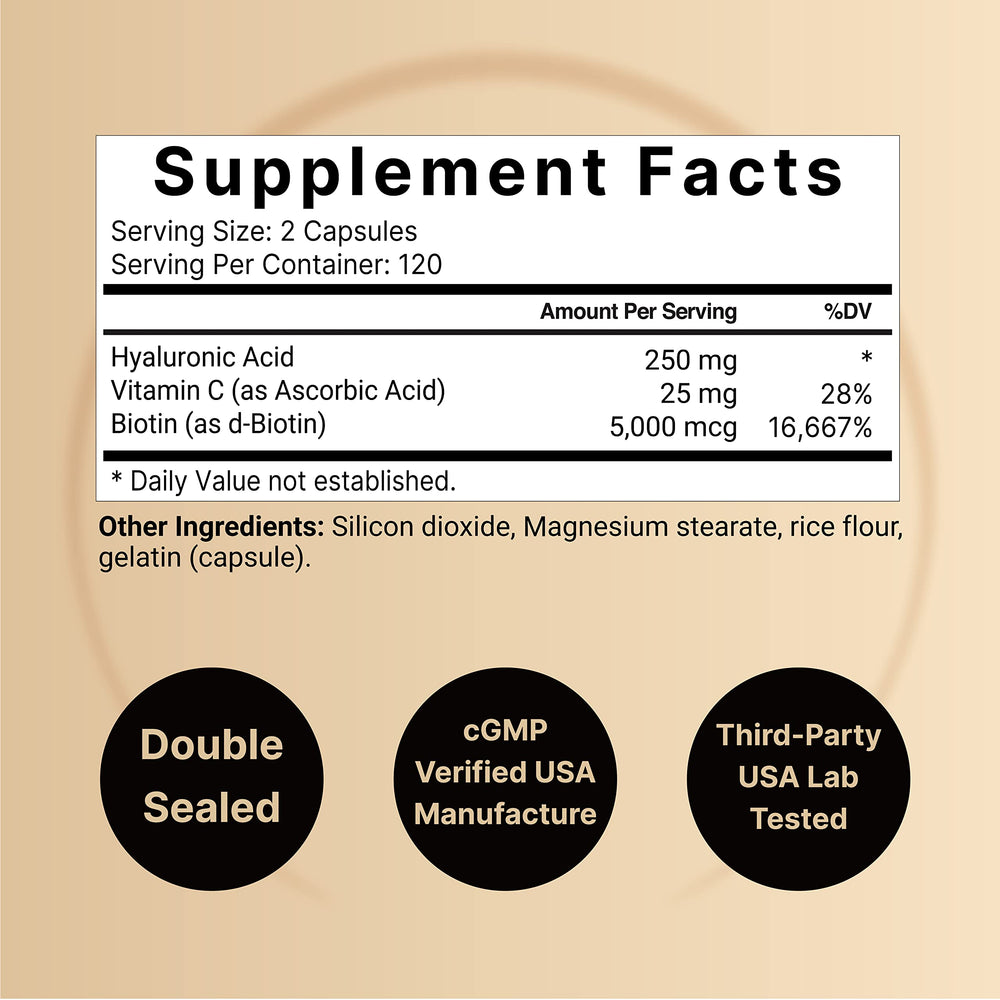 NatureBell hyaluronic acid capsules close-up showing easy daily intake and absorption.