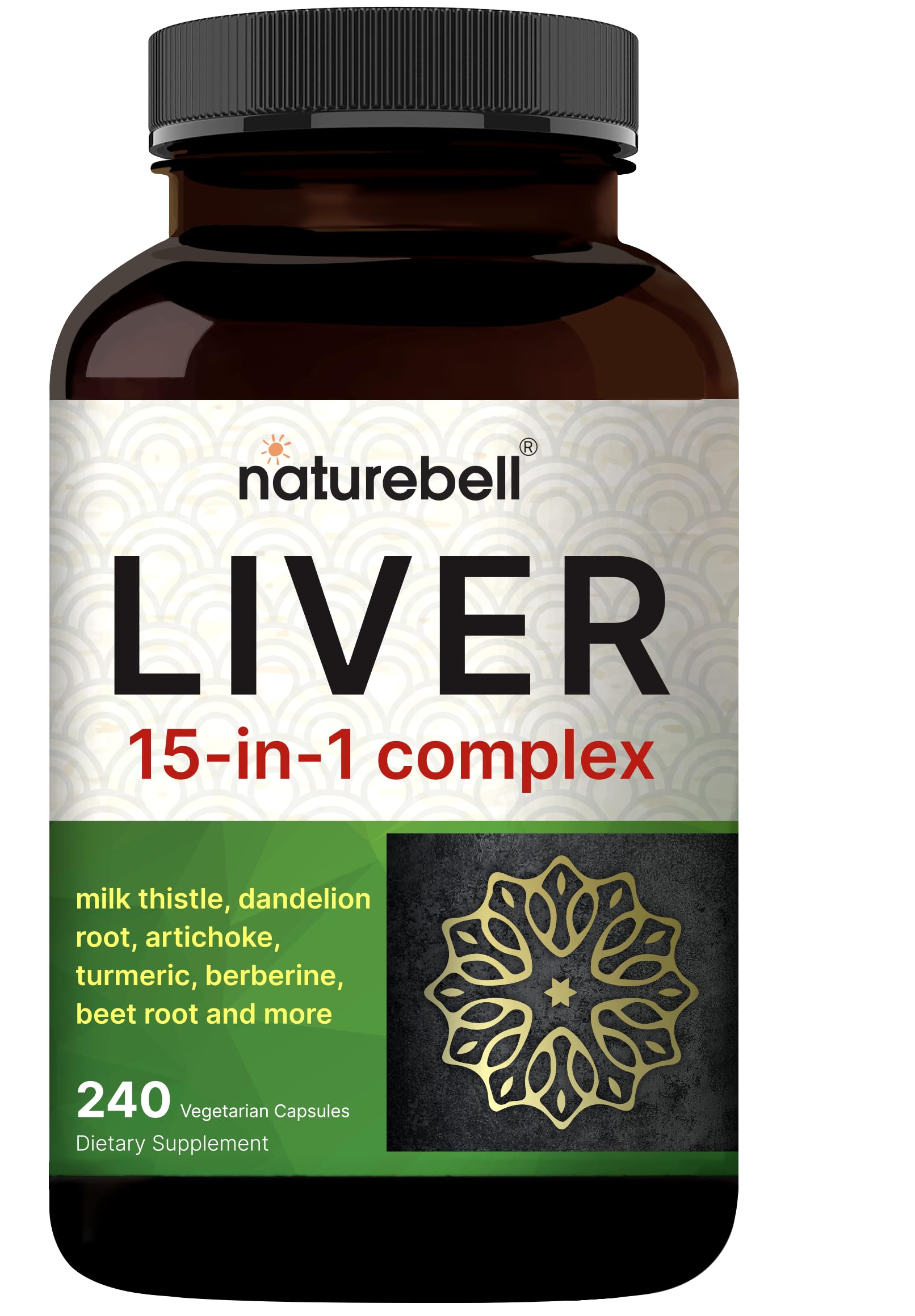 NatureBell Liver 15-in-1 Complex bottle ready for daily veggie capsule routine.
