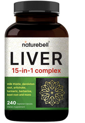 NatureBell Liver 15-in-1 Complex bottle ready for daily veggie capsule routine.