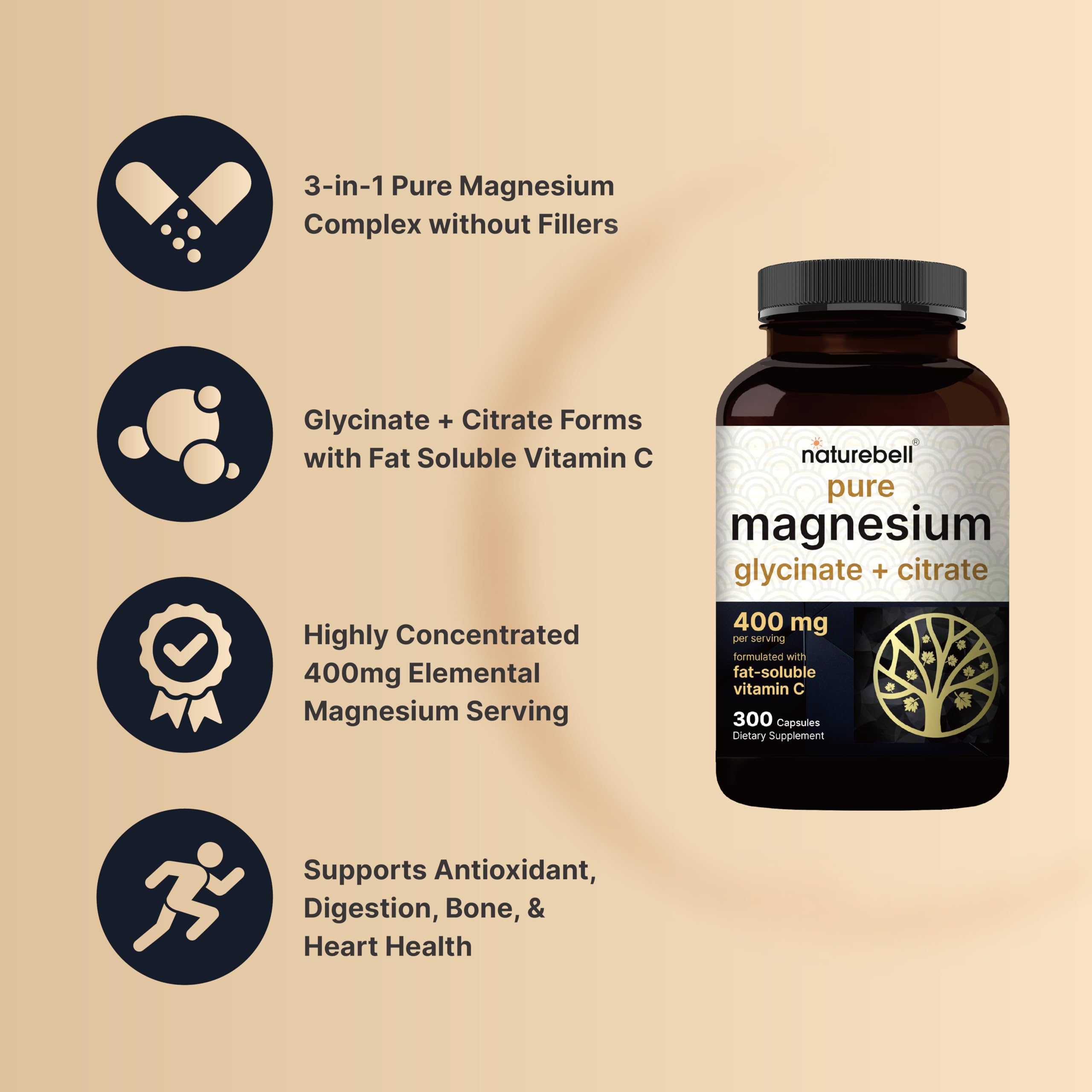 NatureBell Magnesium Complex capsules pour for easy daily intake.