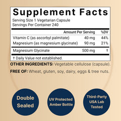 NatureBell magnesium glycinate capsules closeup shows smooth vegan-friendly capsules for gentle digestion.