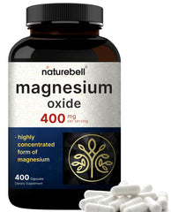 NatureBell magnesium oxide 400mg bottle provides daily mineral support.