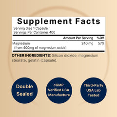 Closeup of NatureBell capsules shows high-purity elemental magnesium.