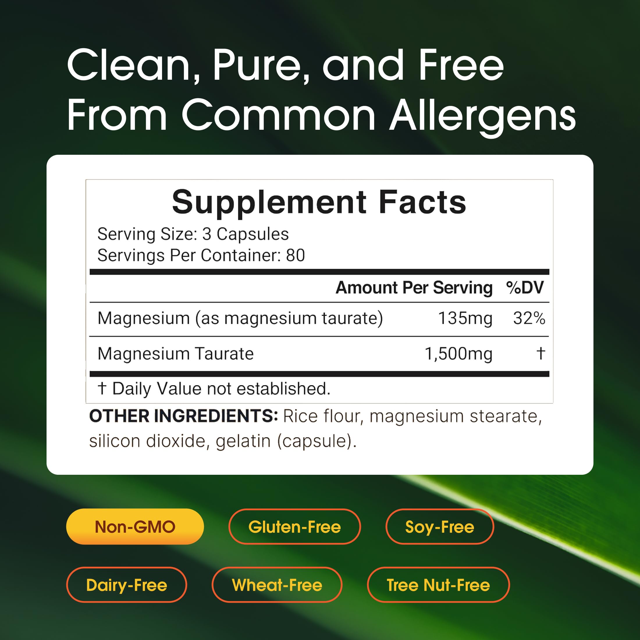 NatureBell Magnesium Taurate daily dose image highlighting 1,500 mg strength