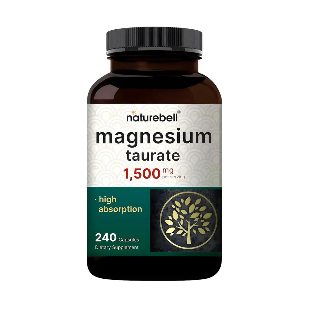 NatureBell Magnesium Taurate capsules front view for easy daily use and heart support