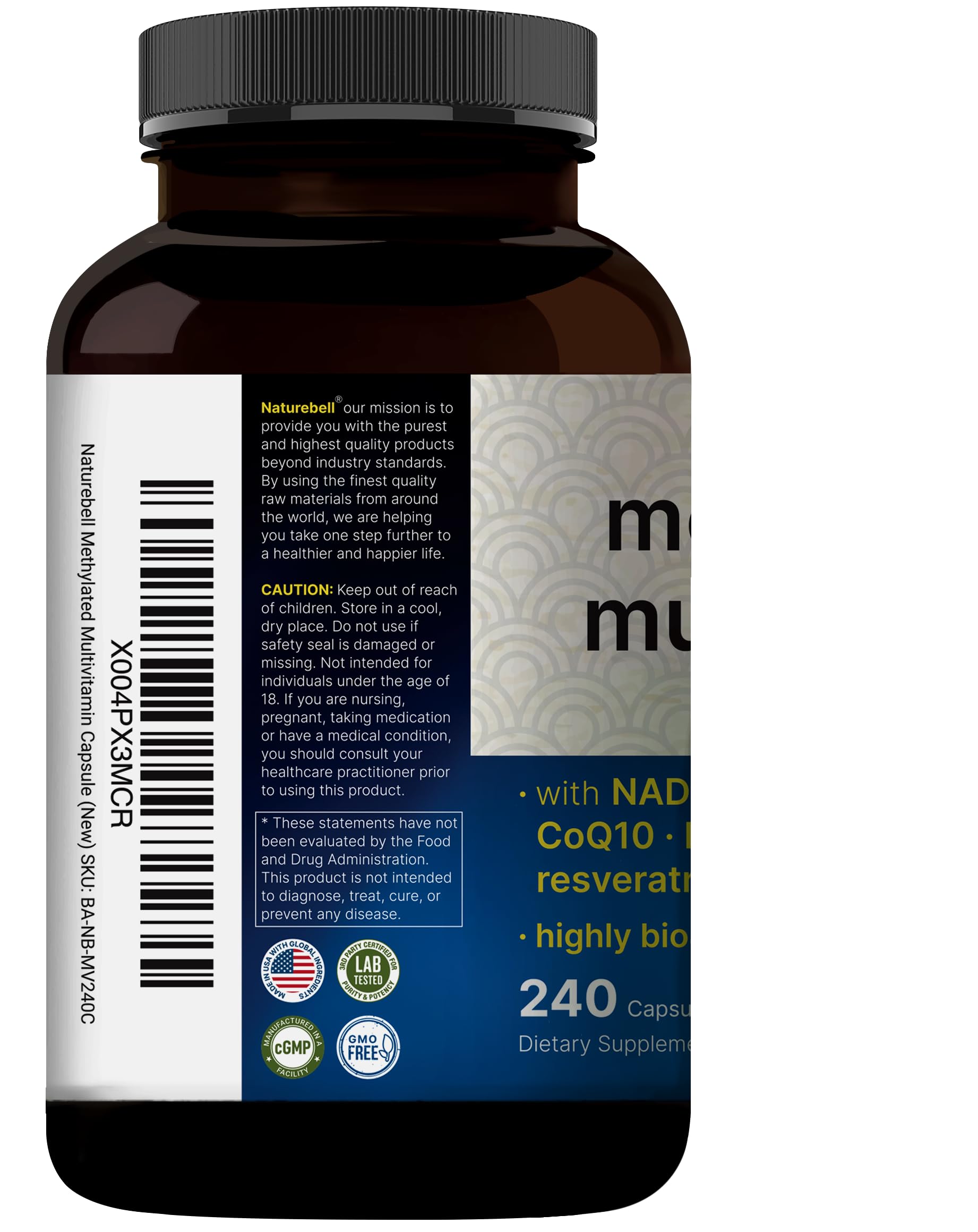 NatureBell Methylated Multivitamin bottle storage for daily use