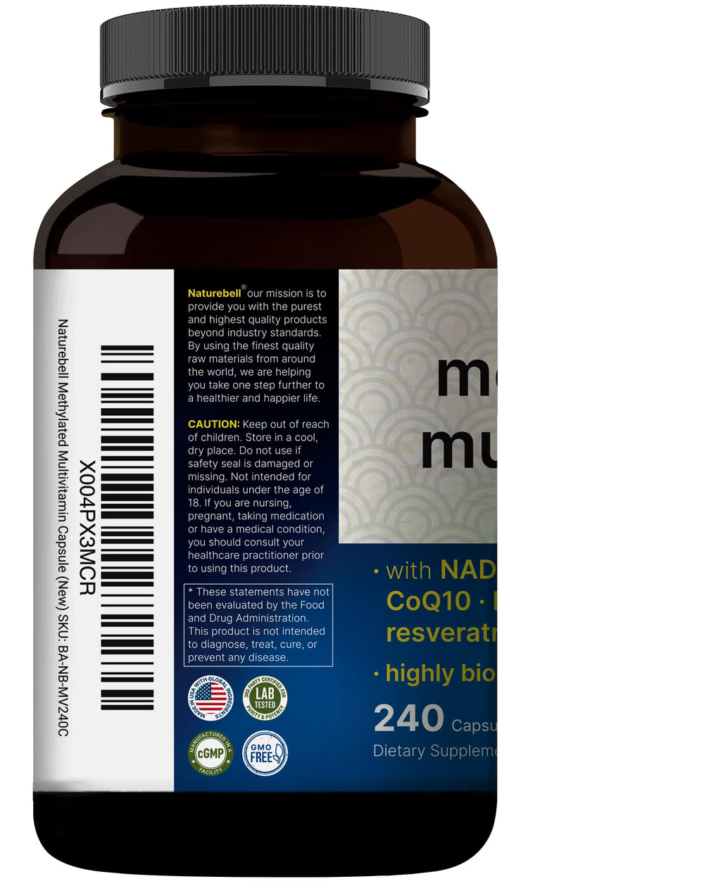 NatureBell Methylated Multivitamin bottle storage for daily use