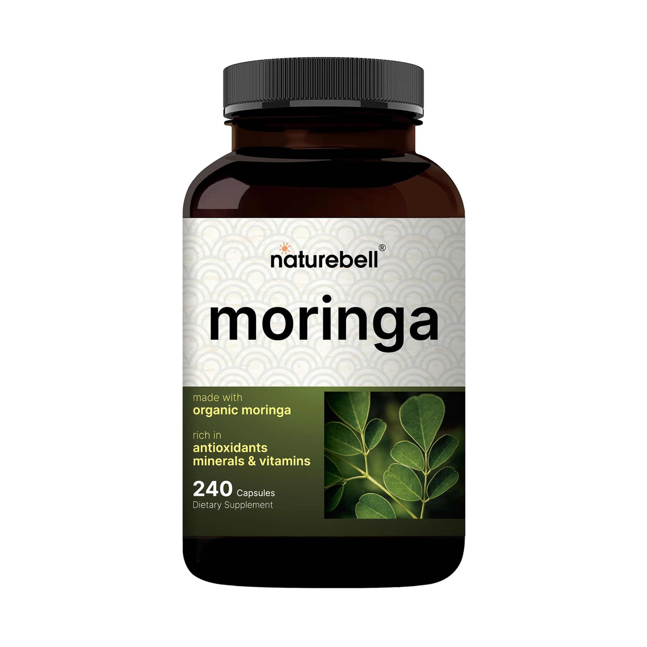 NatureBell Moringa bottle front view for daily vitality support.