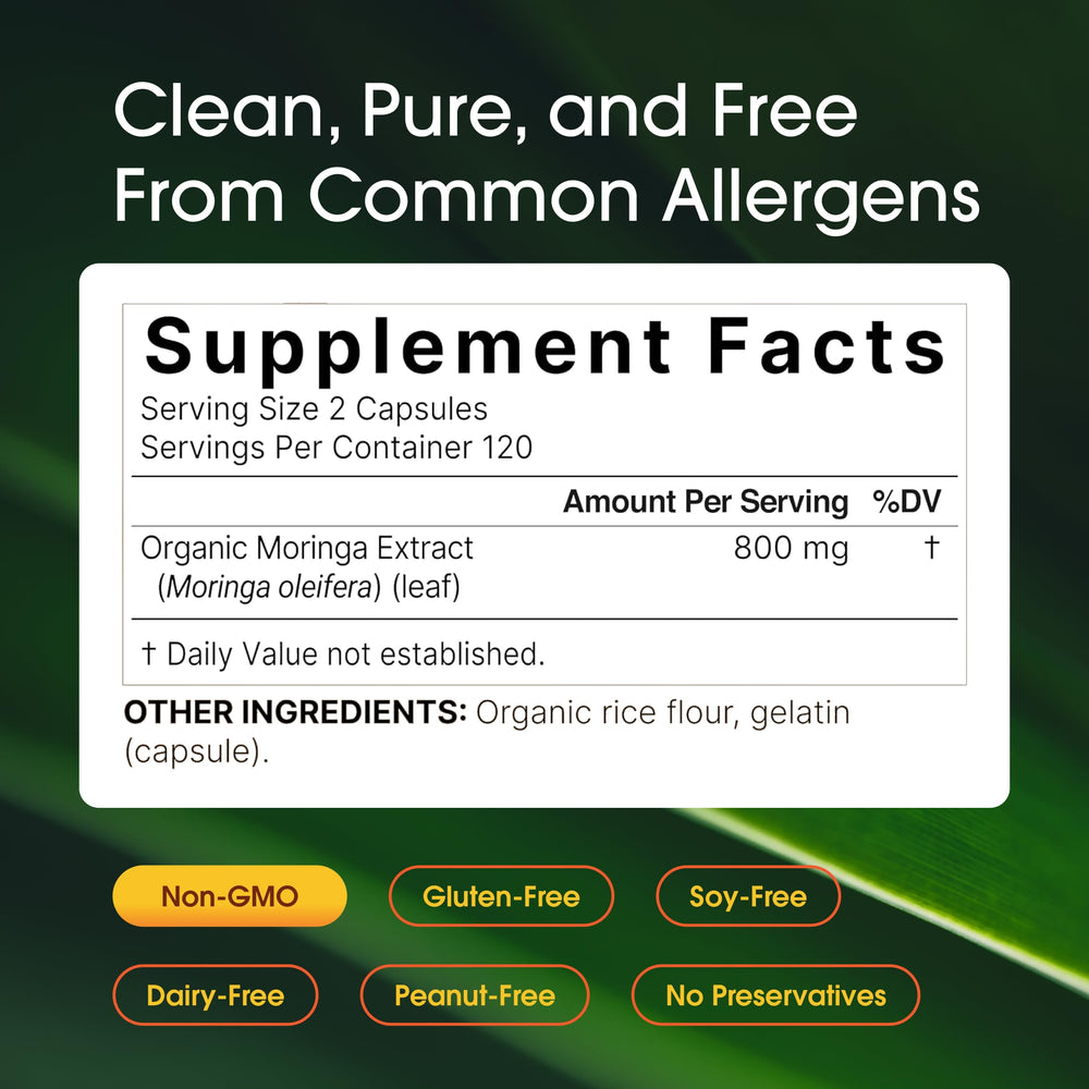NatureBell Moringa capsules close-up for easy daily supplementation.