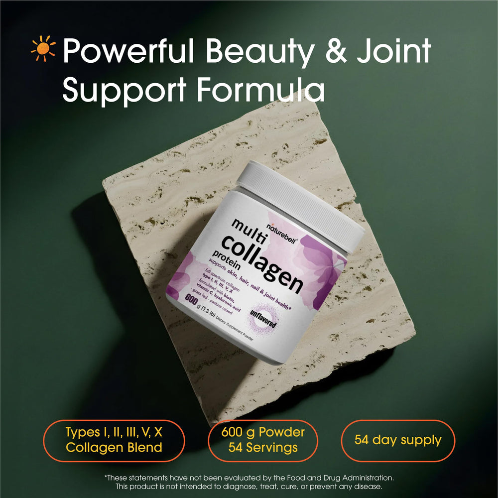 NatureBell Multi Collagen tub back label highlighting ingredients and keto-friendly profile