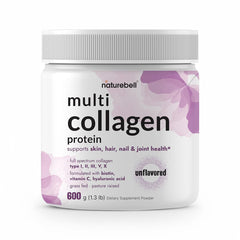 NatureBell Multi Collagen tub front showing unflavored powder for skin and joint support