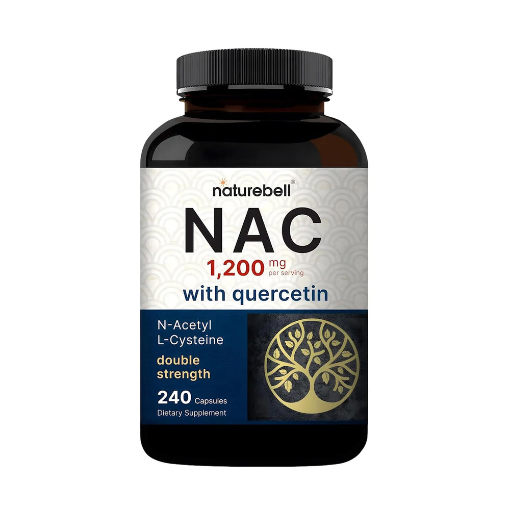 NatureBell NAC quercetin bottle front, daily antioxidant support.