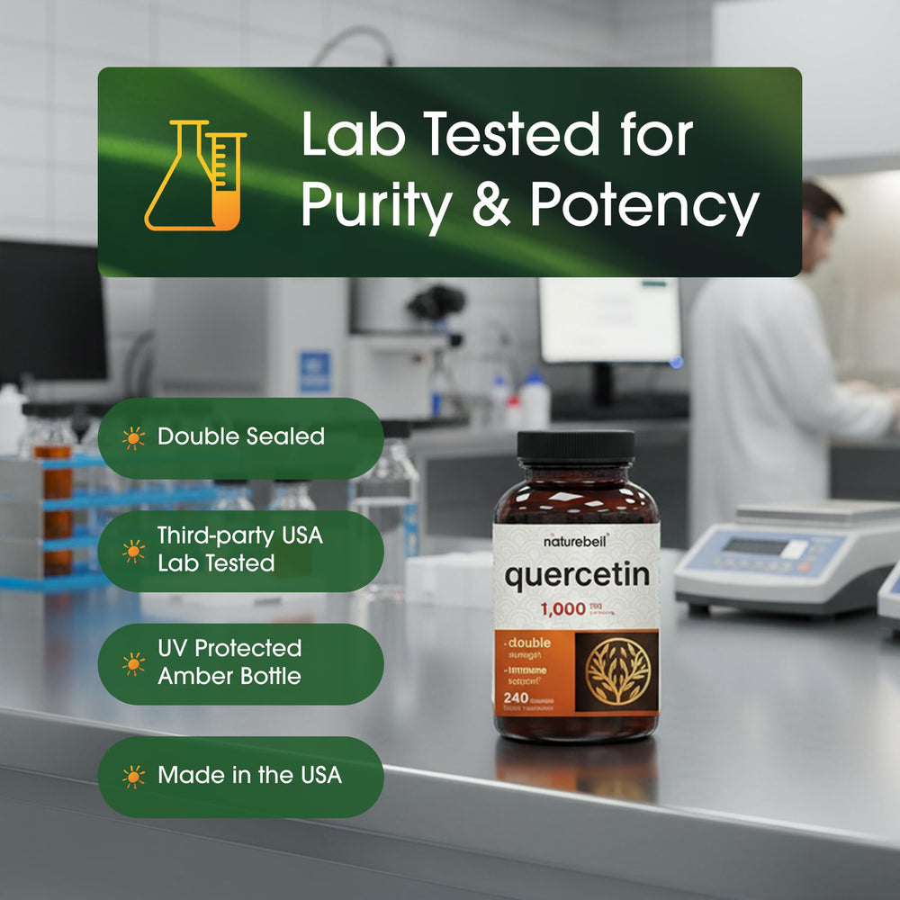 NatureBell NAC quercetin bottle pour, easy daily dosing.
