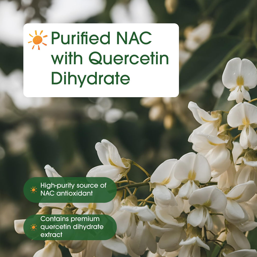 NatureBell NAC quercetin label closeup, highlighting quality and testing.