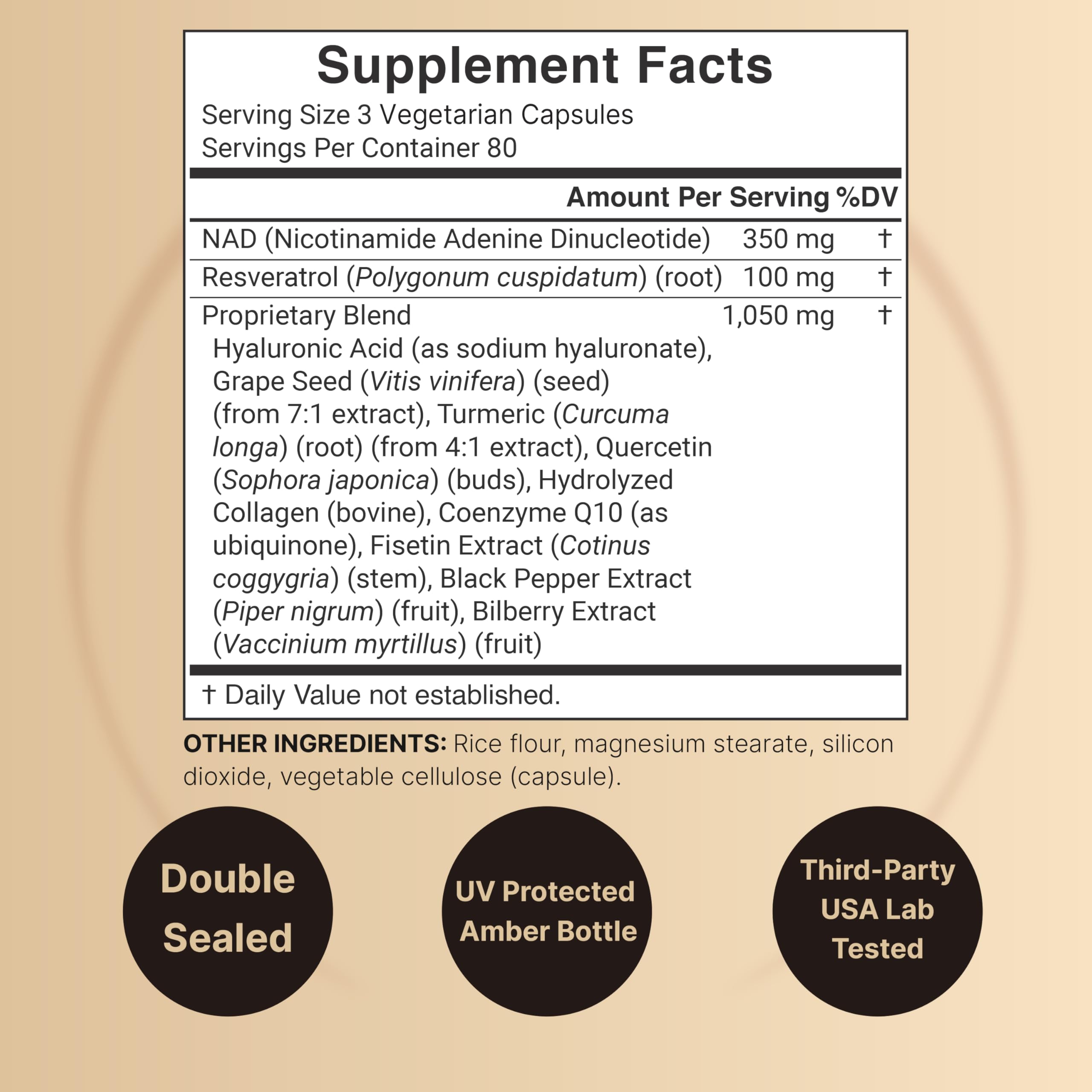 NatureBell NAD+ Complex label close-up shows the 11-in-1 blend.